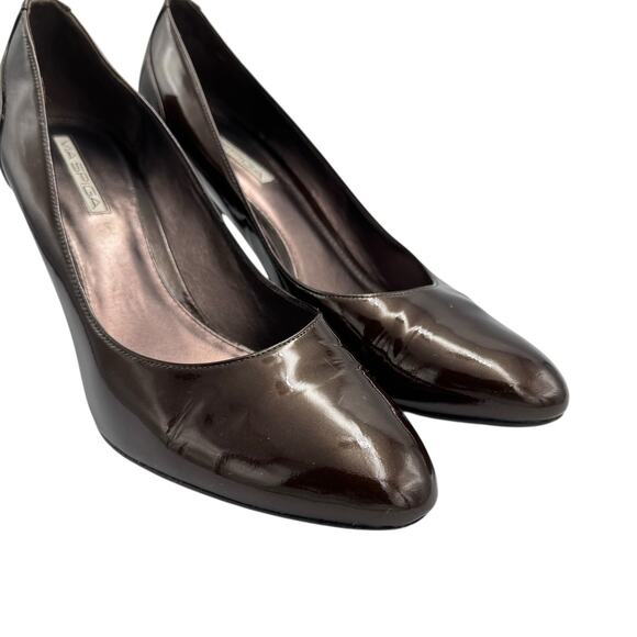 Via Spiga V-etica Dark Brown Patent Leather Pointed Toe Classic Pumps Heels - Picture 7 of 12